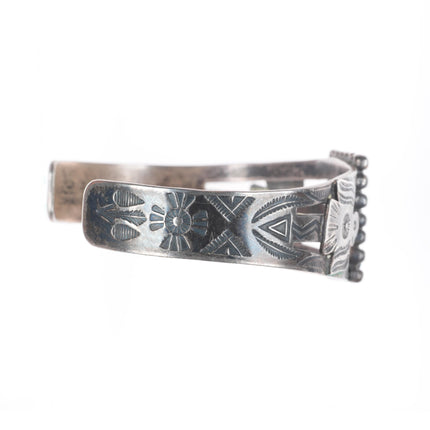 6.5" 1940 Navajo Fred Harvey thunderbird sterling silver turquoise cuff bracelet
