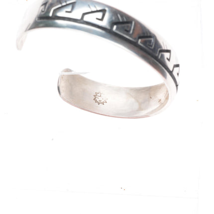 6.6" John Coochyumptewa Hopi overlay cuff bracelet rain cloud sterling silver