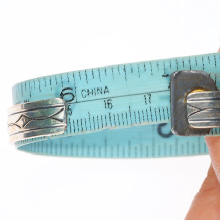 6.9" Peter Nelson Navajo sterling silver cuff bracelet stamped overlay design