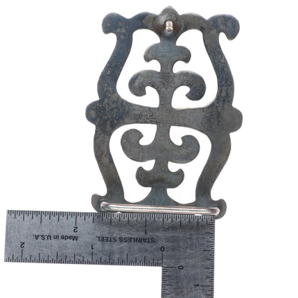 1.5" 50's-60's Vintage Navajo sterling silver cast belt buckle