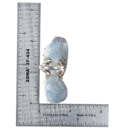 sz6 Long vintage Navajo sterling silver two stone turquoise fancy border ring