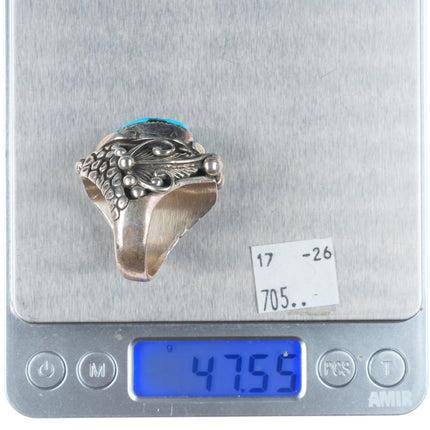 sz10.5 Huge Gene Nataan Navajo sterling silver turquoise complex men's ring