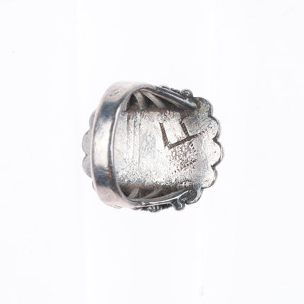 sz7 1940's vintage Navajo sterling silver turquoise rope bezel size 7 ring
