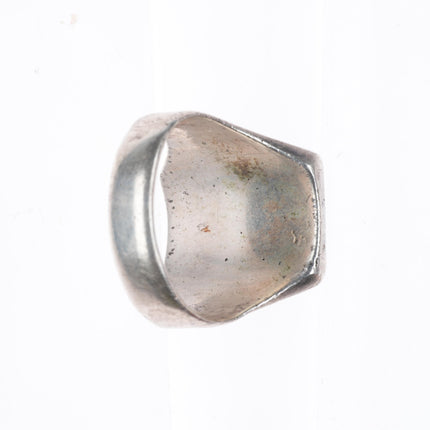 sz11 vintage Zuni sterling silver turquoise channel inlay men's size 11 ring