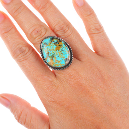 sz7 Vintage Navajo sterling silver red spiderweb turquoise size 7 ring