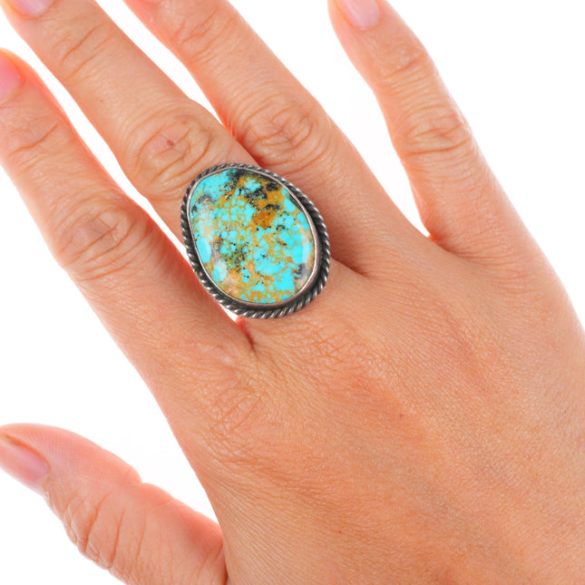 sz7 Vintage Navajo sterling silver red spiderweb turquoise size 7 ring