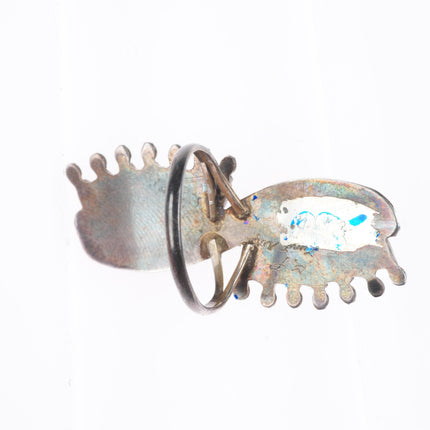 sz7 vintage Zuni sterling silver eye-lash for needlepoint turquoise ring