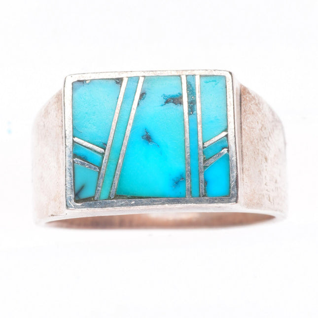 sz8 David Rosales Supersmith sterling silver ring with nice turquoise inlay