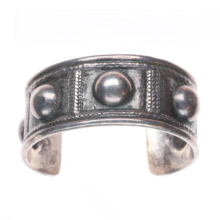 6.25" Italian vintage Peruzzi Sterling silver tribal style gothic cuff bracelet
