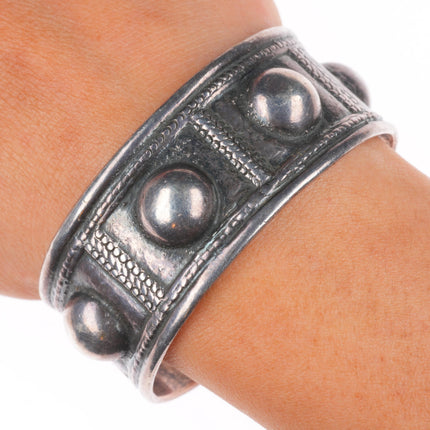6.25" Italian vintage Peruzzi Sterling silver tribal style gothic cuff bracelet