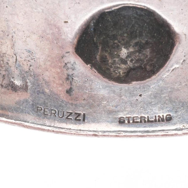 6.25" Italian vintage Peruzzi Sterling silver tribal style gothic cuff bracelet