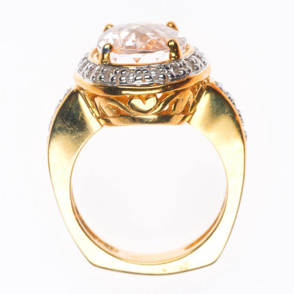 sz5 18k Rose Gold 4ct Morganite and natural diamond cocktail size 5 ring