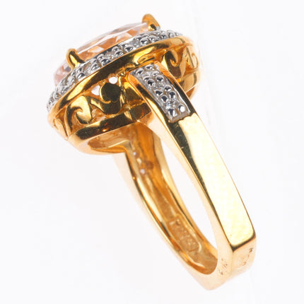 sz5 18k Rose Gold 4ct Morganite and natural diamond cocktail size 5 ring