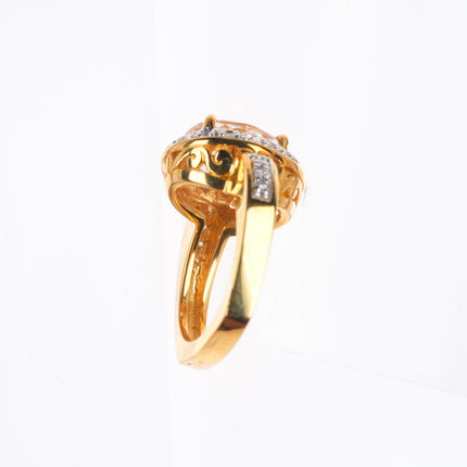sz5 18k Rose Gold 4ct Morganite and natural diamond cocktail size 5 ring