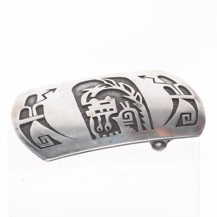 1.5" vintage Hopi Overlay warrior kachina belt buckle sterling silver