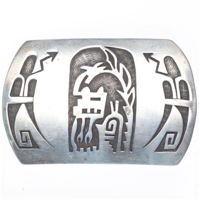 1.5" vintage Hopi Overlay warrior kachina belt buckle sterling silver