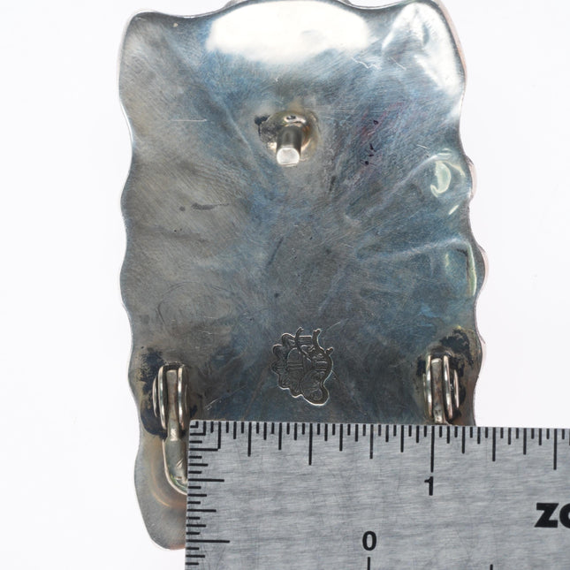 1" Anderson Koinva Hopi overlay geometric pattern sterling silver belt buckle