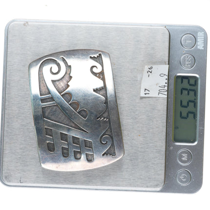 1.5" Fermin Hawee Hopi overlay belt buckle geometric imagery sterling silver