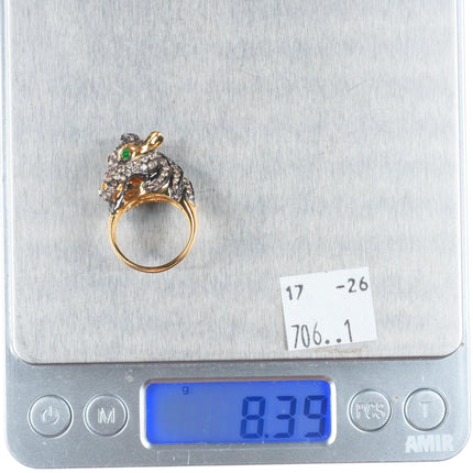 sz5 Neda Behnam 18k yellow gold Diamond and Tsavorite garnet horse head ring