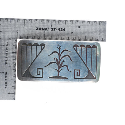 1" Emery Holmes Hopi overlay Hopicrafts sterling silver corn belt buckle