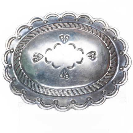1.5" Vintage Navajo sterling silver stamped sterling silver concho belt buckle