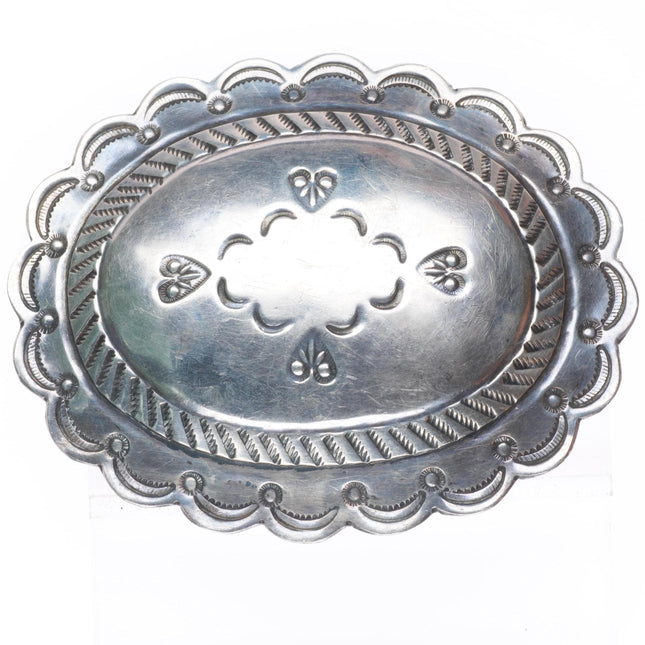 1.5" Vintage Navajo sterling silver stamped sterling silver concho belt buckle
