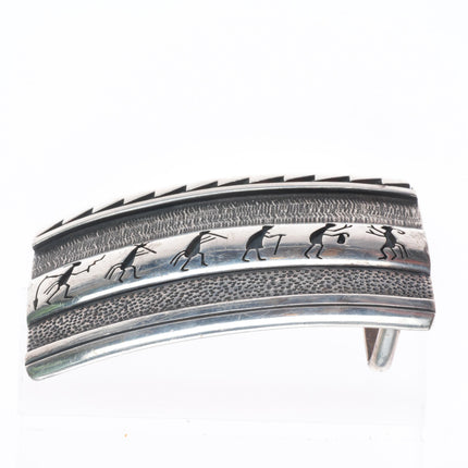 1.5" Victor Coochwytewa Hopi sterling silver flute procession belt buckle