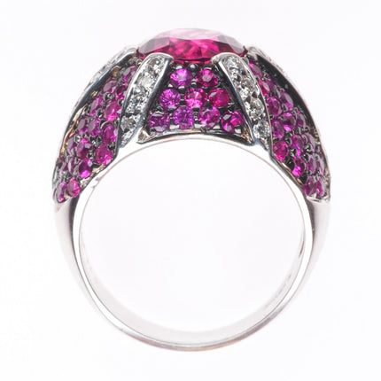 sz5.5 Sonia B Bitton 18k white gold, Tourmaline, Diamond, and Ruby cocktail ring