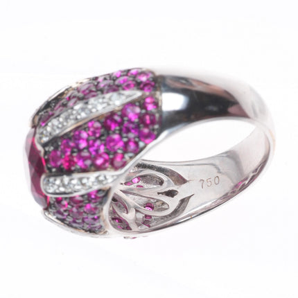 sz5.5 Sonia B Bitton 18k white gold, Tourmaline, Diamond, and Ruby cocktail ring