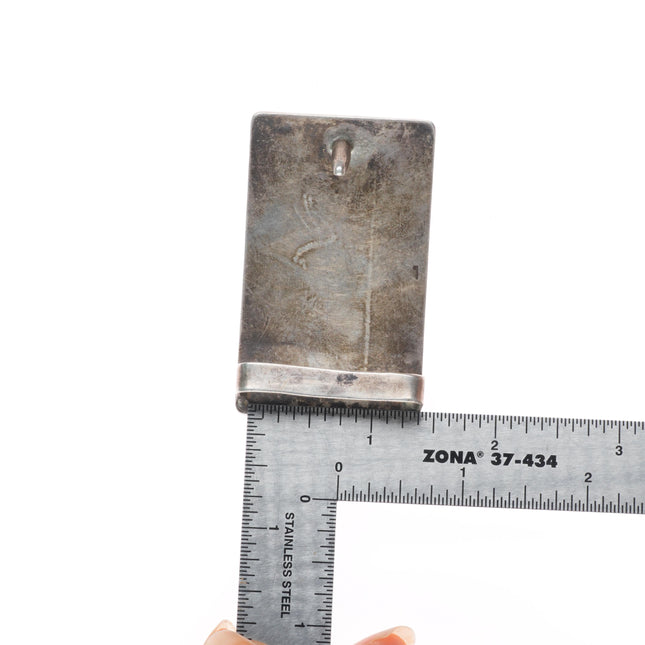 1.25" Joe Coochyumptewa Hopi overlay jumping deer belt buckle sterling silver