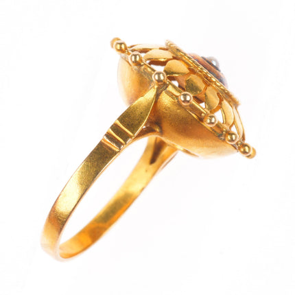 sz7.5 Antique 19k gold seed pearl ship's wheel form nautical  statement ring