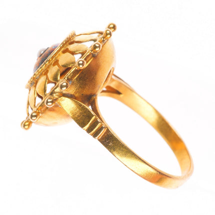 sz7.5 Antique 19k gold seed pearl ship's wheel form nautical  statement ring