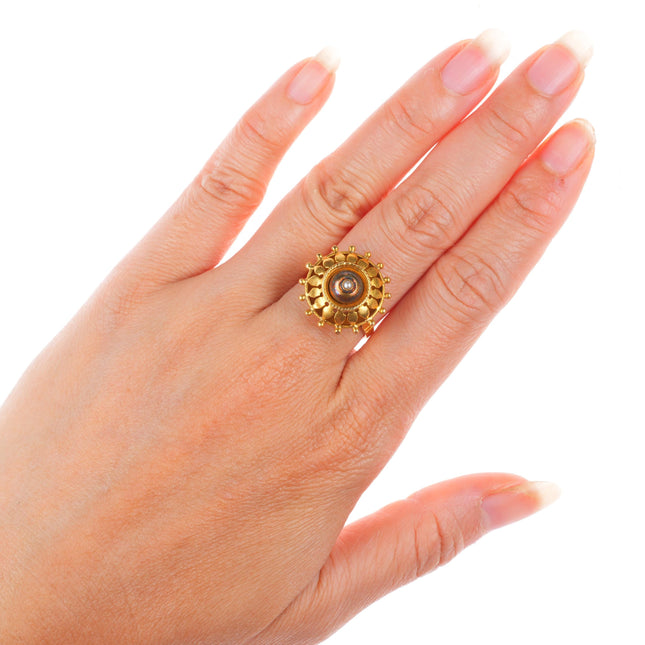 sz7.5 Antique 19k gold seed pearl ship's wheel form nautical  statement ring