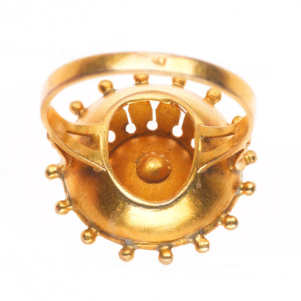 sz7.5 Antique 19k gold seed pearl ship's wheel form nautical  statement ring