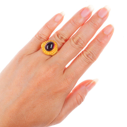 sz5 24k gold Diamond statement ring with large Rubellite Tourmaline