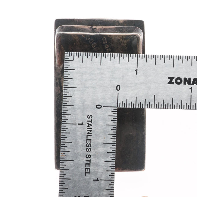 1" Bernard Dawahoya Hopi overlay corn belt buckle sterling silver