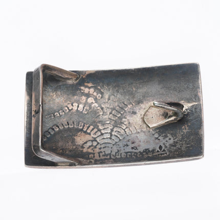 1" Bernard Dawahoya Hopi overlay corn belt buckle sterling silver