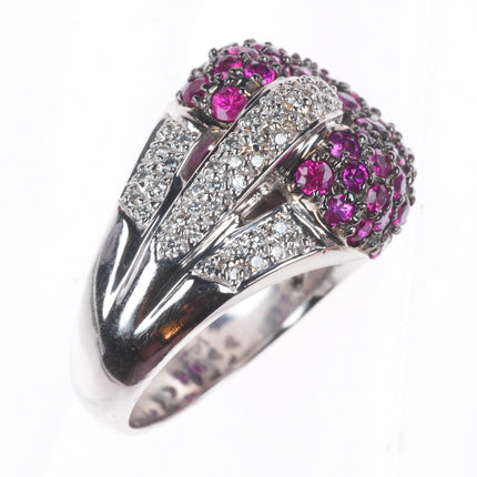 sz6 Sonia B Bitton 14k white gold, Pink Sapphire and Diamond Estate Ring