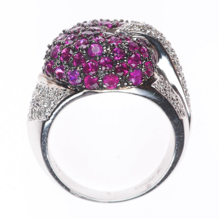 sz6 Sonia B Bitton 14k white gold, Pink Sapphire and Diamond Estate Ring
