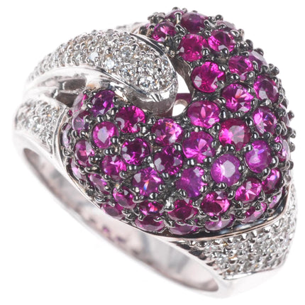 sz6 Sonia B Bitton 14k white gold, Pink Sapphire and Diamond Estate Ring