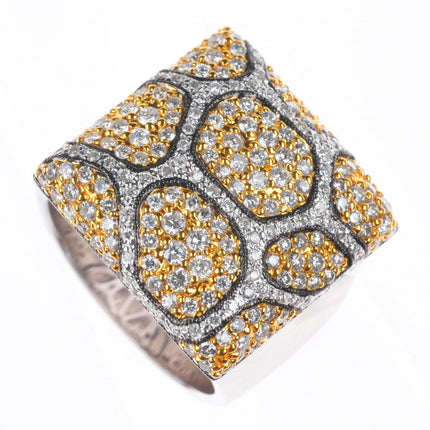 sz6.25 Sonia B Bitton 18k white and yellow gold-Diamond Leopard pattern ring