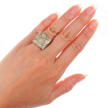 sz6.25 Sonia B Bitton 18k white and yellow gold-Diamond Leopard pattern ring