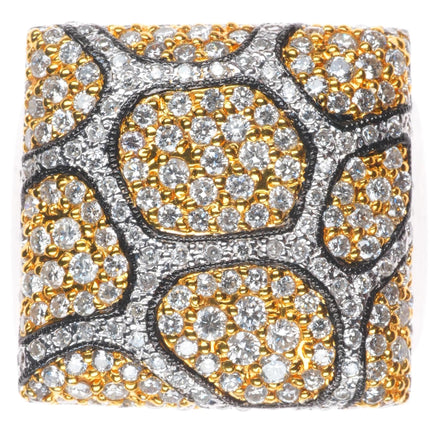sz6.25 Sonia B Bitton 18k white and yellow gold-Diamond Leopard pattern ring