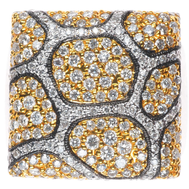 sz6.25 Sonia B Bitton 18k white and yellow gold-Diamond Leopard pattern ring