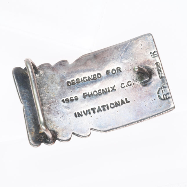 1" Ivan Kee Navajo White Hogan Shop 1968 Phoenix inv sterling silver belt buckle