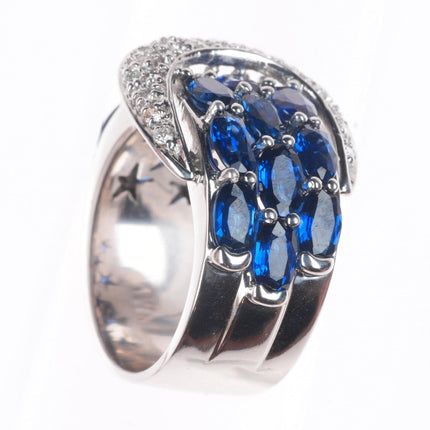 sz5.75 Sonia B Bitton 14k white gold 6cttw Sapphire and Diamond buckle ring