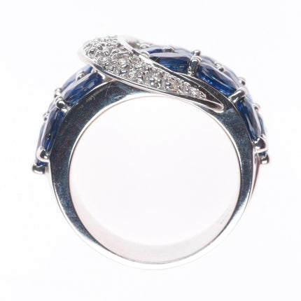 sz5.75 Sonia B Bitton 14k white gold 6cttw Sapphire and Diamond buckle ring