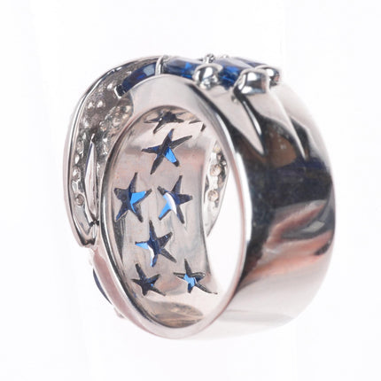 sz5.75 Sonia B Bitton 14k white gold 6cttw Sapphire and Diamond buckle ring