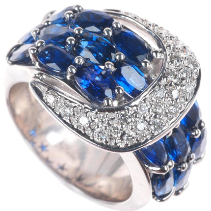 sz5.75 Sonia B Bitton 14k white gold 6cttw Sapphire and Diamond buckle ring