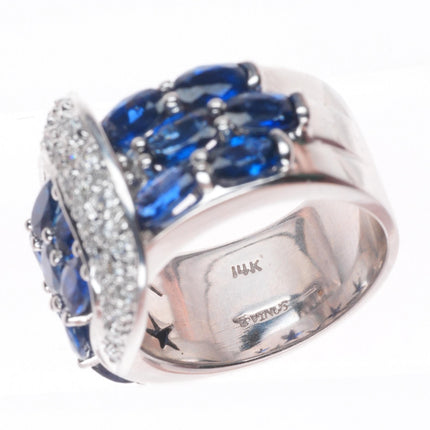 sz5.75 Sonia B Bitton 14k white gold 6cttw Sapphire and Diamond buckle ring
